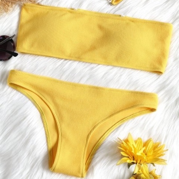 Other - Ribbed bandeau bikini yellow
